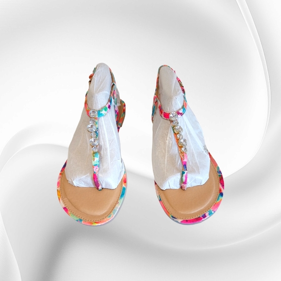 Report Toucan Women's Colorful Gemstones Embellished Flat Sandals - Picture 3 of 16